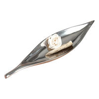 DEKOSCHALE Short Leaf 40 cm, Aluminium silber glänzend - Silberfarben, Metall (10cm) - DESIGN DELIGHTS