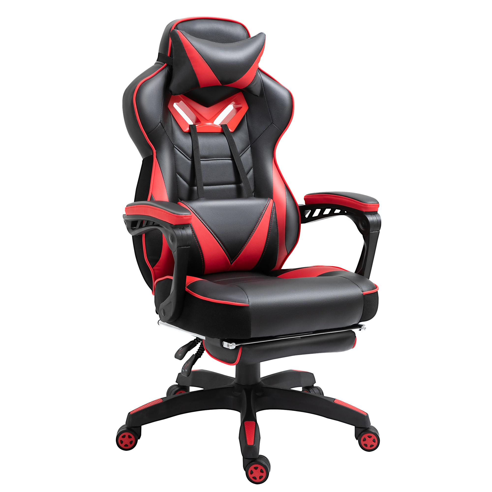 ERGONOMISCHER Bürostuhl, Schwarz+Rot - Multicolor, Leder (70/118.5/65cm) - Vinsetto