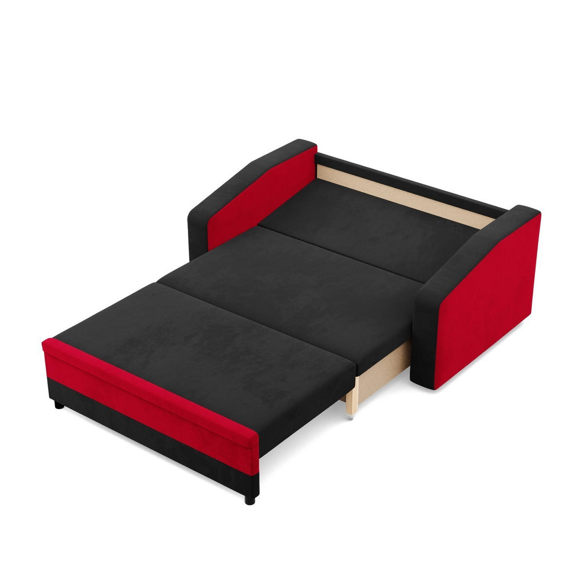SOFA 2-SITZER MIT SCHLAFFUNKTION ORION, Schwarz + Rot - Rot/Schwarz, Textil (148/90/87cm)