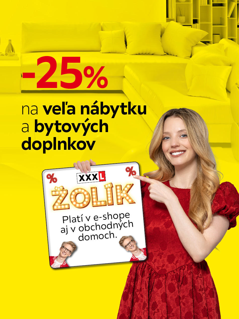 -25 % na veľa nábytku a bytových doplnkov, platí v e-shope aj v obchodných domoch