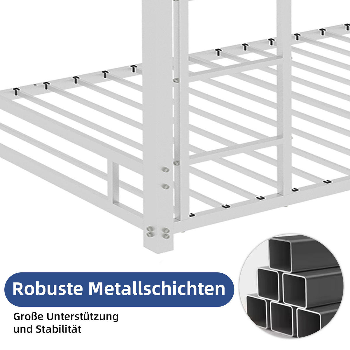 ETAGENBETT mit Leiter 197 x 98 x 136 cm Metall Weiß - Weiß, Metall (90/190cm) - Meubliv