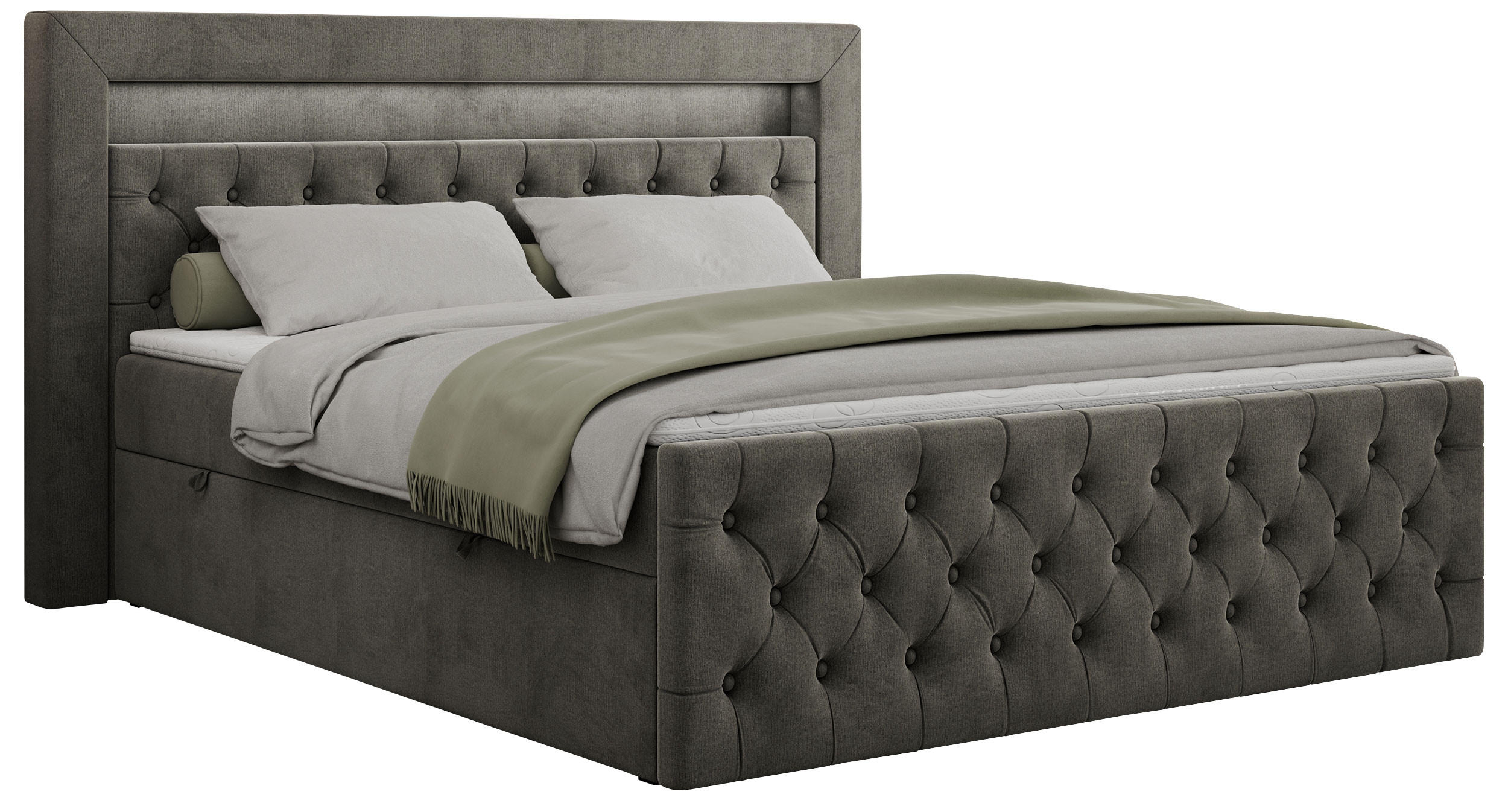 BOXBETT GOLD-9 LED 120/200 Dunkelgrau Velvet - H4 - Dunkelgrau, Holz/Textil (120/200cm) - MKS