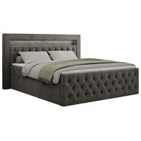 BOXBETT GOLD-9 LED 120/200 Dunkelgrau Velvet - H4 - Dunkelgrau, Holz/Textil (120/200cm) - MKS