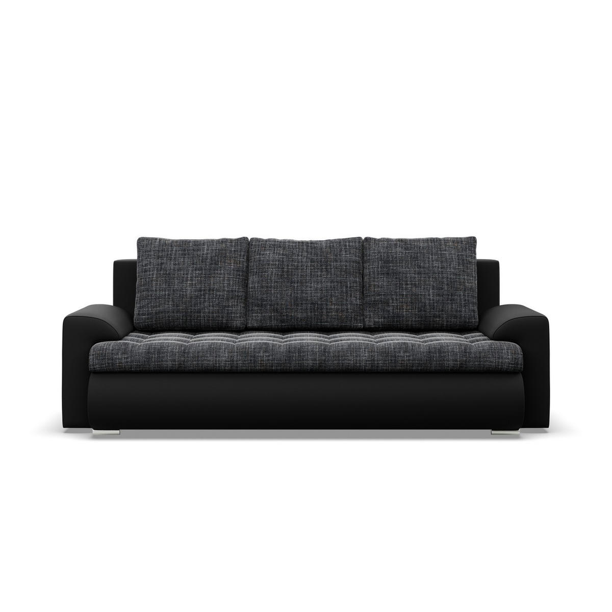 SOFA 3-SITZER MIT SCHLAFFUNKTION FORESTA, Schwarz + Schwarz - Schwarz, Textil (222/92/96cm)