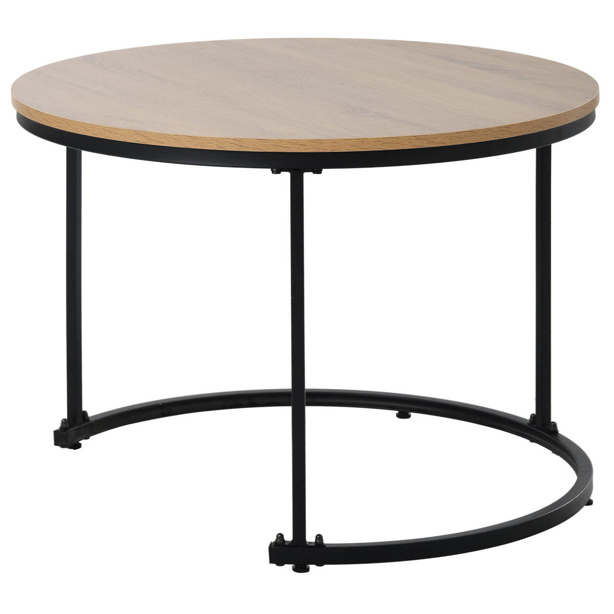 COUCHTISCH 2er-Set 70,5/50 und 44/45,5 cm in Eichefarben mit Metallgestell - Naturfarben, Holzwerkstoff (70.5/70.5/50cm) - Flora Grace