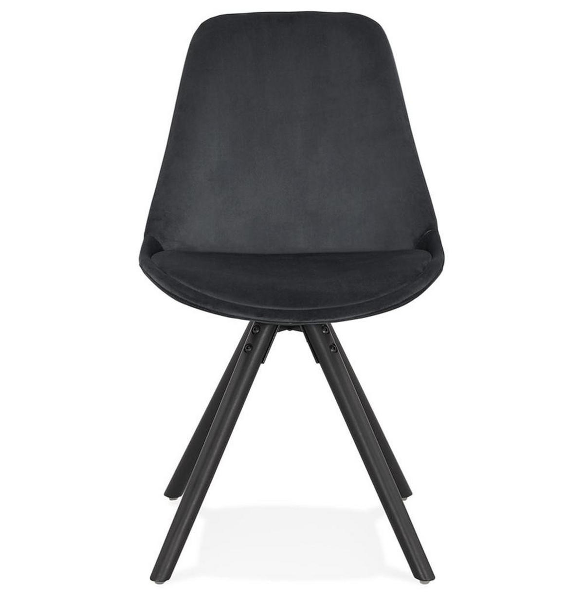 ESSZIMMERSTUHL Samtbezug mit Buchenholzgestell Vintage mit hoher Rückenlehne, Schwarz 48x56x84 cm - Schwarz, Buchenholz/Textil (48/84/56cm) - KADIMA DESIGN