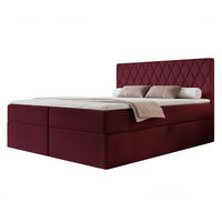 BOXBETT PONTI 160x200 cm Bordeaux (Samt) - mit 2 Bettkästen, Bonellmatratze und vertikaler Rautensteppung - Bordeaux, Holzwerkstoff/Textil (160/200cm) - Ravio