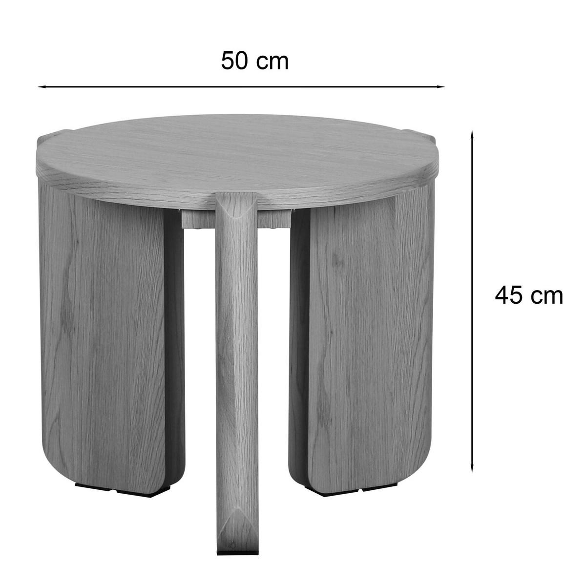 WOHNZIMMERTISCH Preffines S Eschenholzoptik schwarzgrau Ø 50 cm - Schwarz, Holzwerkstoff (50/50/45cm) - Selsey