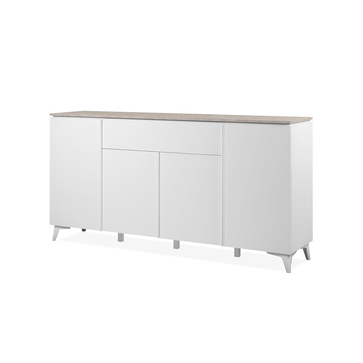 SIDEBOARD 4 Türen 1 Schublade L177 cm - BERTRIX - Weiß, Holzwerkstoff (177/92/40cm) - Finori GmbH
