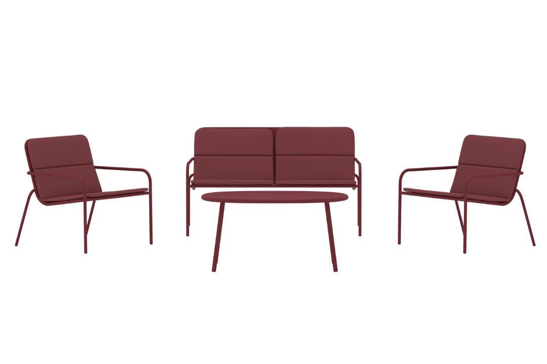 GARTENSET, Fourni, Bordeaux, Stahl, 50 x 90 x 45 cm, 4-teilig - Bordeaux, Metall - ebuy24