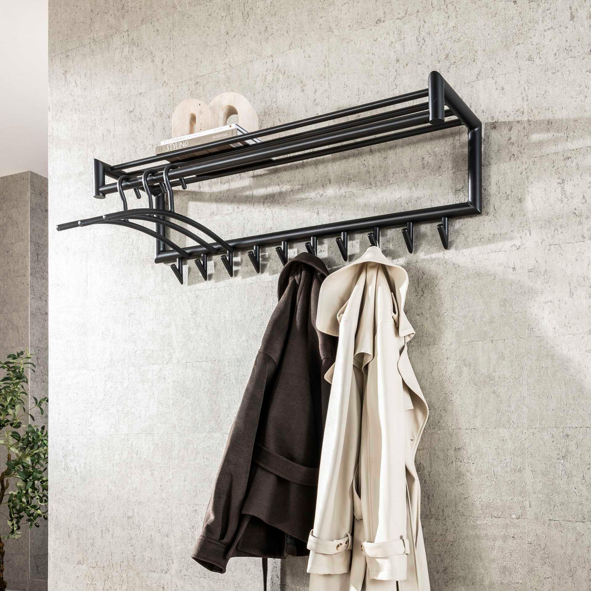 WANDGARDEROBE Peter Grau 27/100/ 35 cm - Dunkelgrau, Metall (100/35/27cm) - Hoyz Collection