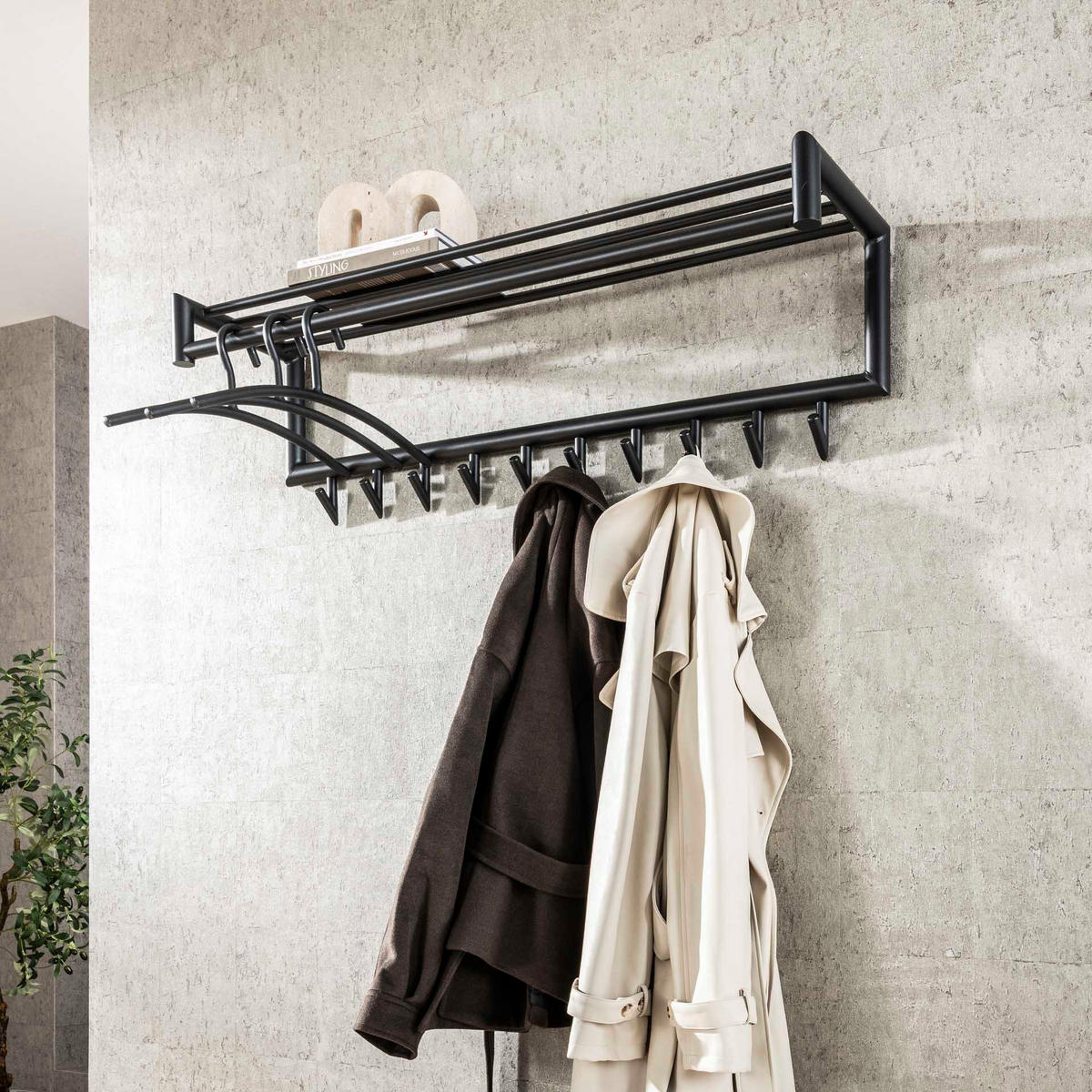 WANDGARDEROBE Peter Grau 27/100/ 35 cm - Dunkelgrau, Metall (100/35/27cm) - Hoyz Collection