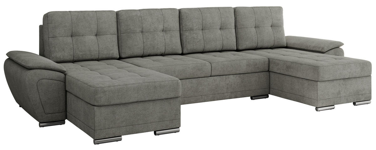 WOHNLANDSCHAFT UMBRIA U Grau Stukture - Grau, Textil/Metall (336/85/157cm) - MKS