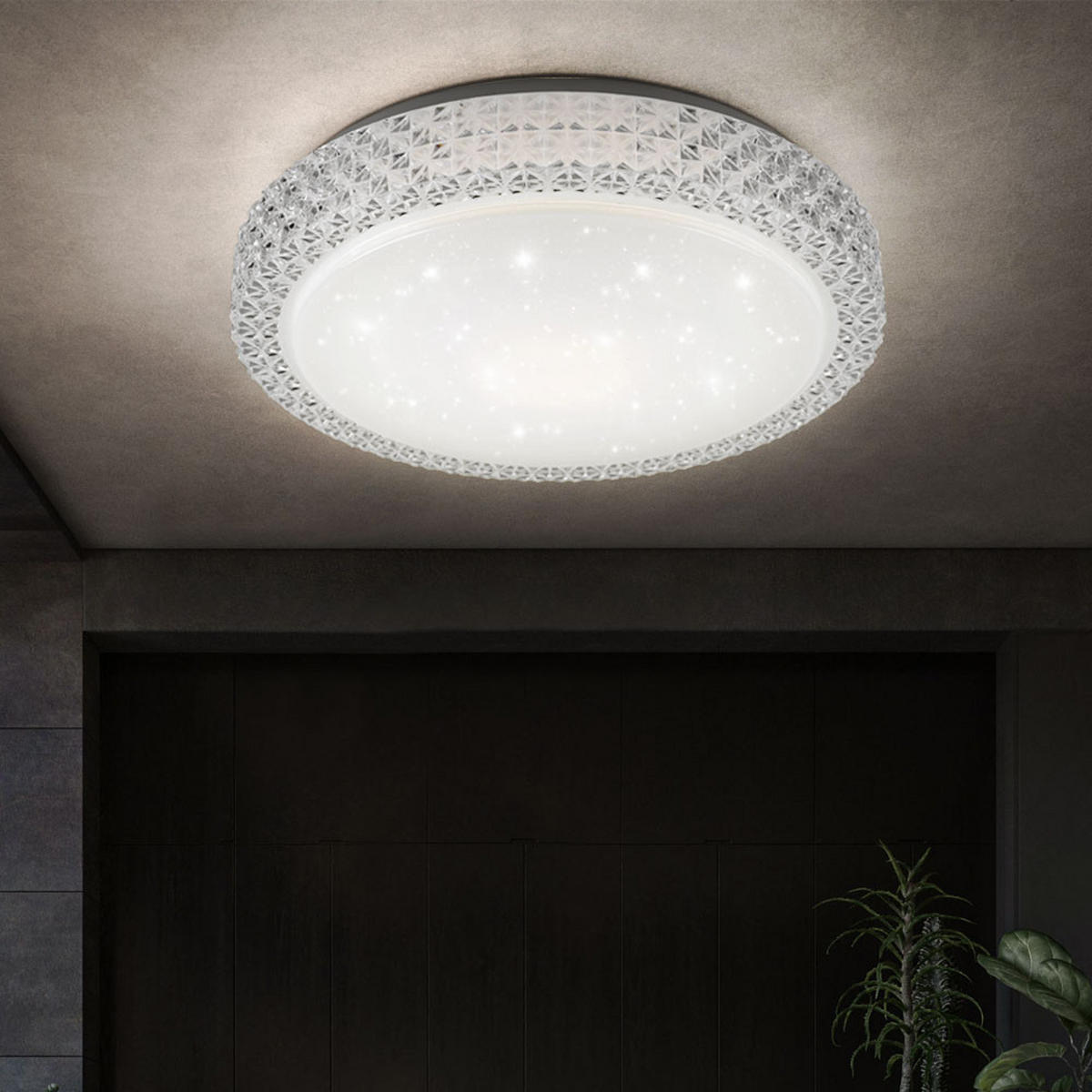 LED DECKENLEUCHTE Weiß Sternenhimmel Effekt - Weiß, Metall (40/40/11cm)