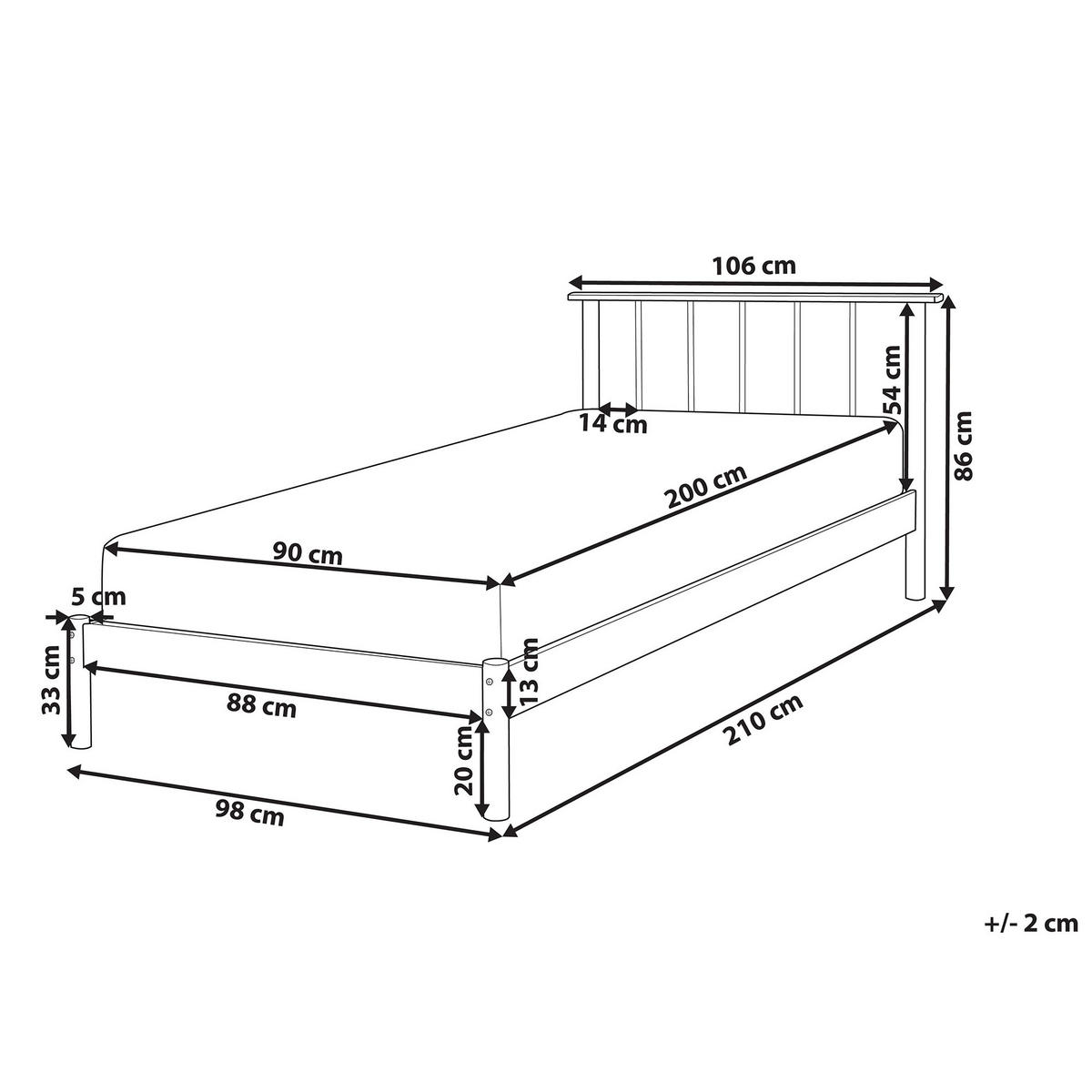 HOLZBETT 90/200cm Heller Holzfarbton Barret - Hellbraun, Holz (90/200cm) - Beliani