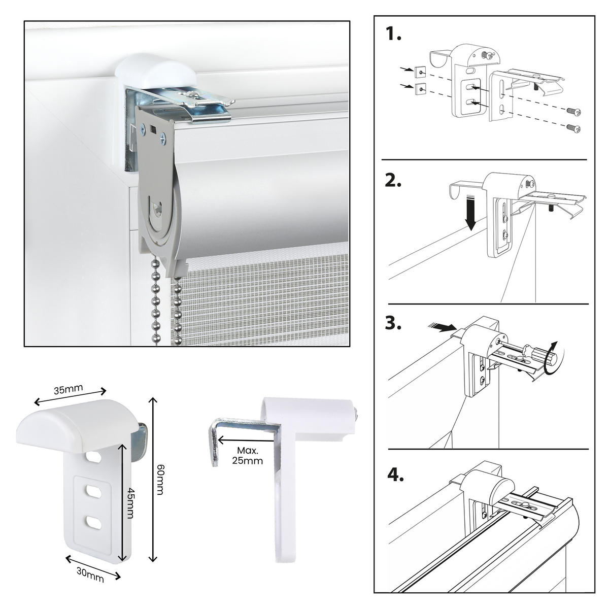 TAG-UND-NACHT-ROLLO Plus Easyfix Weiß 100x250 - Weiß, Kunststoff (100/250/1cm) - STORESDECO