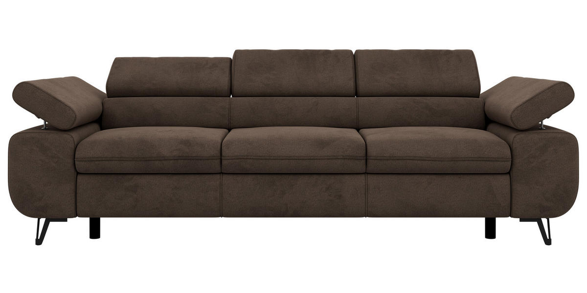 3-SITZER SOFA PETER - Braun Velvet - Schwarz/Braun, Textil/Metall (262/76/99cm) - MKS