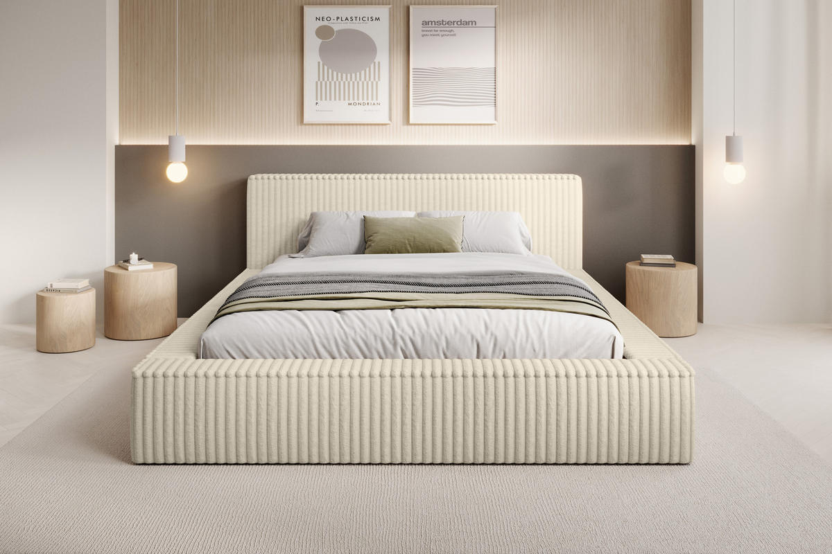 POLSTERBETT PERRINTON 160x200cm ECRU - Ecru, Textil (160/200cm) - Luxkor24