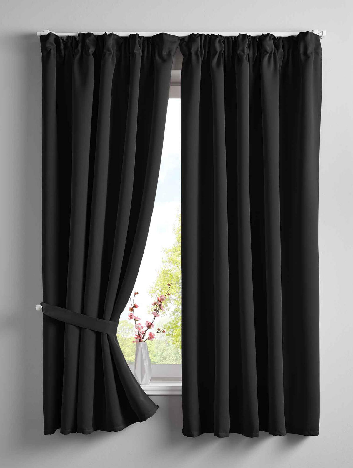 VORHANG 2ER SET NEWYORK HxB 160x140 cm Schwarz - Schwarz, Textil (140/160cm) - Gardinenbox