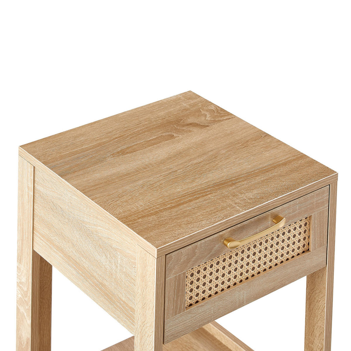 BEISTELLTISCH 40/40/55cm Rattan Nachtisch mit Schublade,Naturfarben - Naturfarben, Holz (40/40/55cm) - LVHOM