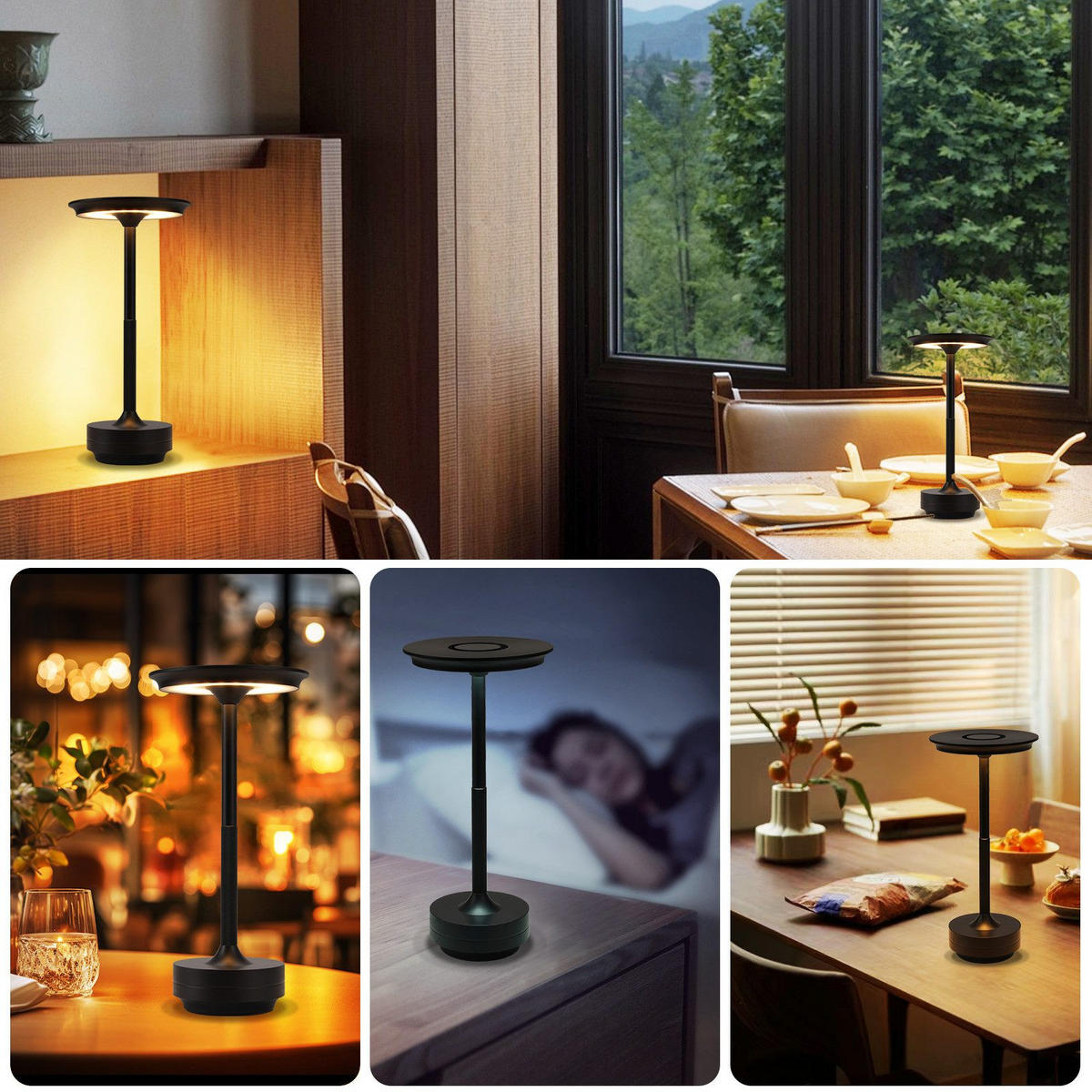 TISCHLEUCHTE Lichting 12.8/12.8/27 cm - Schwarz, Kunststoff/Metall (12.8/12.8/27cm) - ZMH
