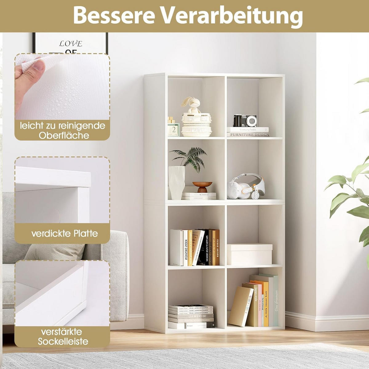 BÜCHERREGAL Weiß - Weiß, Holz (33/70/70cm) - COSTWAY