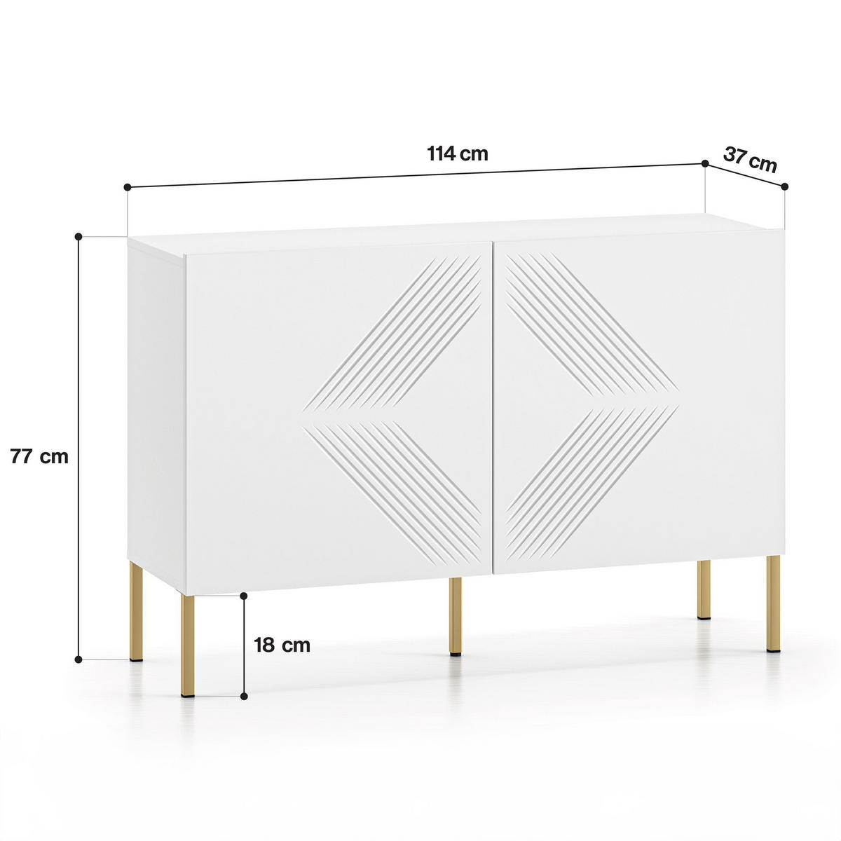 KOMMODE NEBRO,Weiß - Weiß, Holzwerkstoff (114/77/37cm) - KONSIMO®