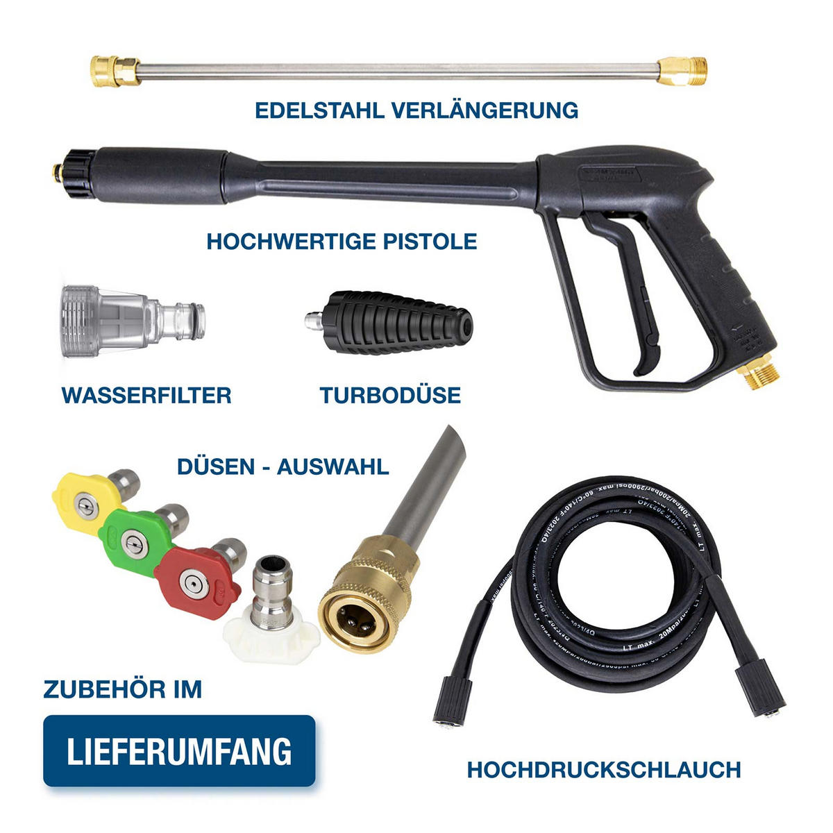 ELEKTRO-HOCHDRUCKREINIGER HPW3100IE (3100W, 190bar, 660 l/h, Induktionsmotor, Blau) - Blau, Kunststoff (33/93/33cm) - HYUNDAI