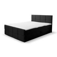 BOXBETT DORIS mit 2 Bettkästen, 180x200, Farbe: Schwarz, Velourstoff, mit Bonell-Matratze inkl. Topper - Schwarz, Holz/Kunststoff (180/200cm) - VENASI MÖBEL