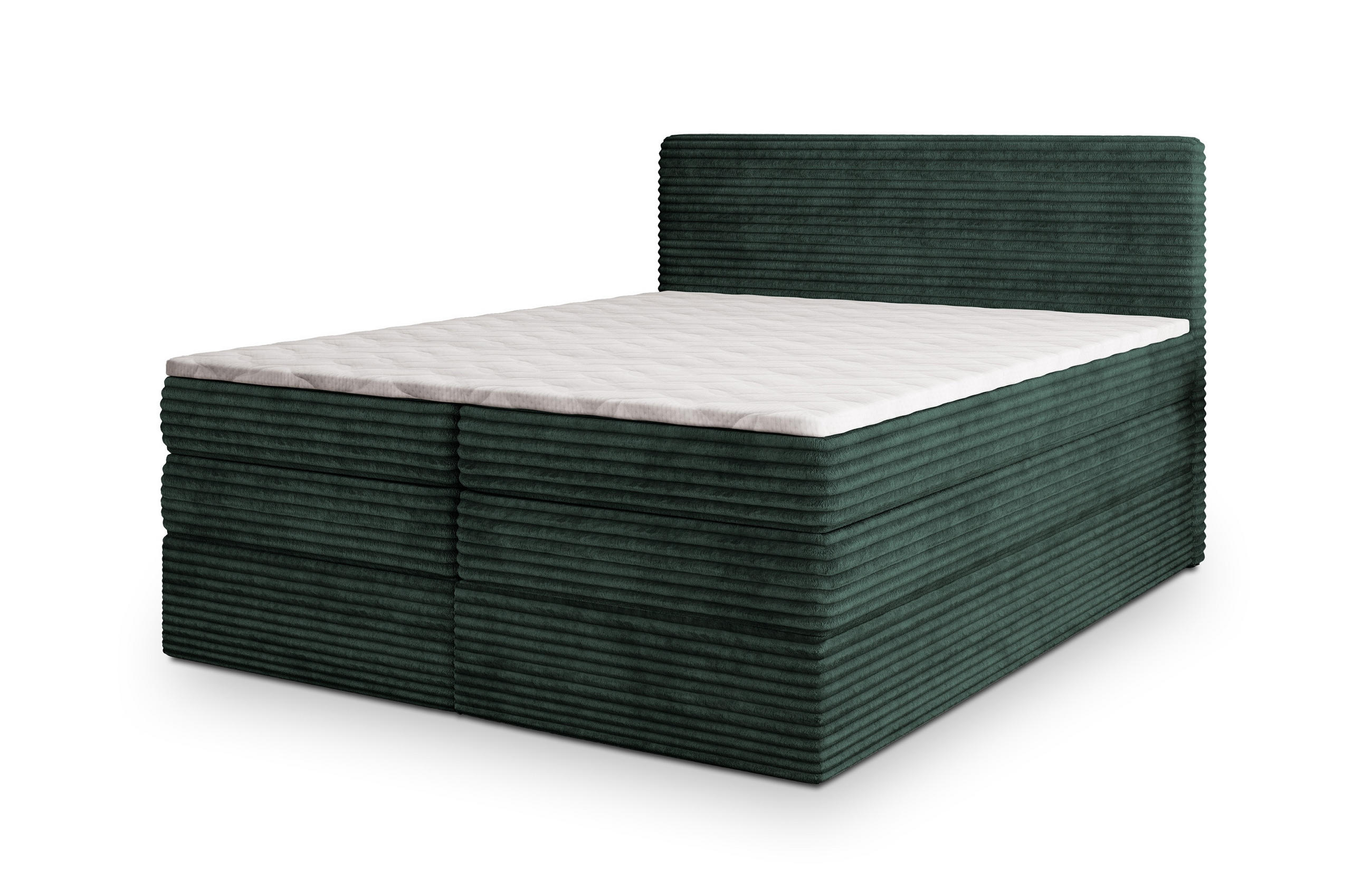 MASSENO POSTEL BOXSPRING LUNERA 160x200 cm, s matrací a úložným prostorem, tmavě zelená