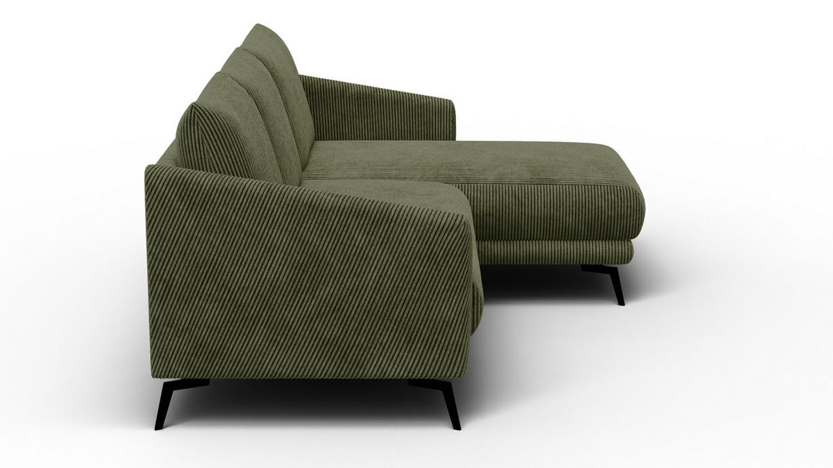 ECKSOFA VILT 3-Sitzer, olive - Schwarz/Olivgrün, Holzwerkstoff/Textil (221/156cm) - Courtois Laville