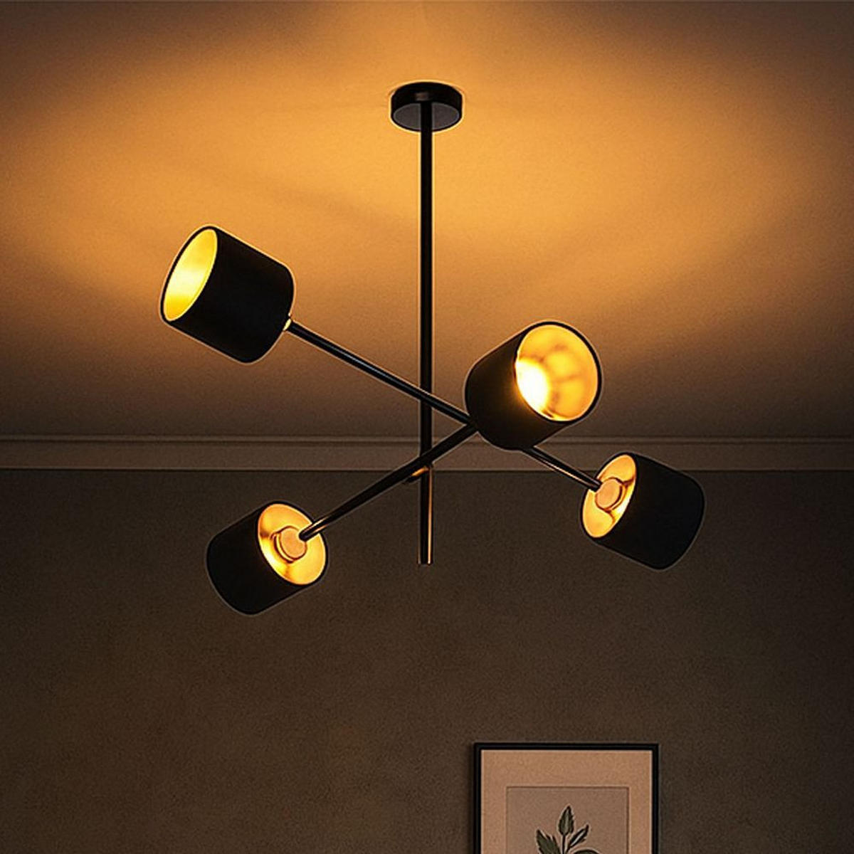 LED DECKENLEUCHTE Metall Stoff Schwarz 4 Flammig - Schwarz, Metall (77.5/77.5/81cm) - Wofi