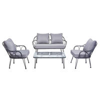 GARTENMÖBELSET CAIRO 4er Set grau - Schwarz/Grau, Textil - IDIMEX