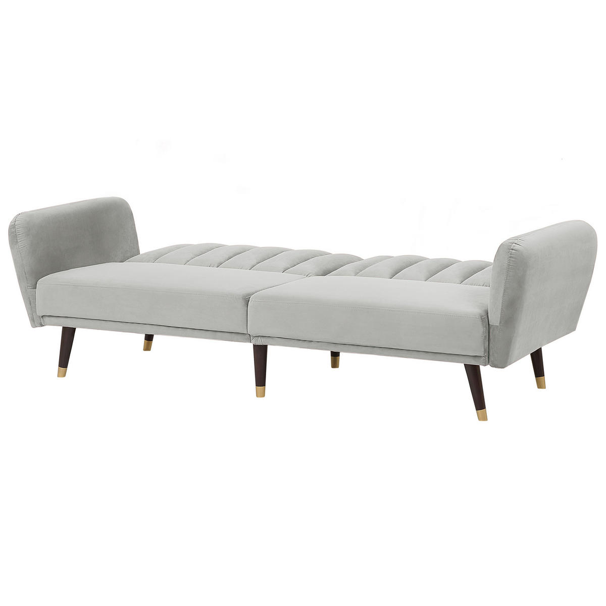 3-SITZER-SCHLAFSOFA Samtstoff Hellgrau Vimmerby - Hellgrau, Textil (212/90/80cm) - Beliani