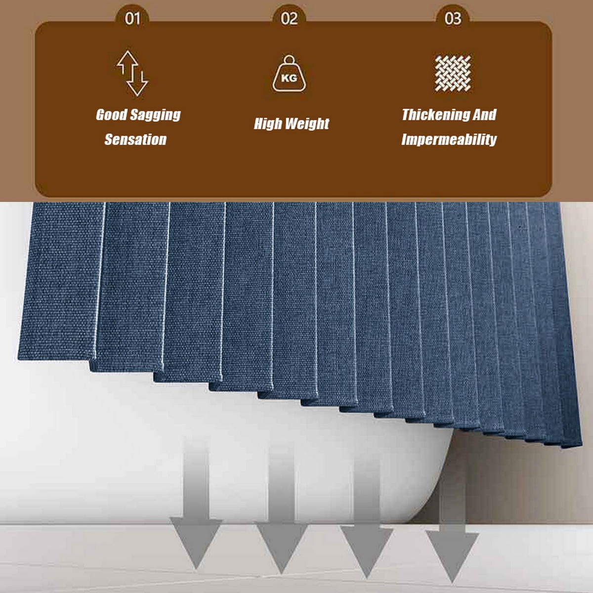 DUSCHVORHANG Blau magnetisch Leinen waschbar schnell trocknend schimmelresistent blickdicht für Badewanne oder Dusche - Blau, Textil (100/200cm) - MCBOSON