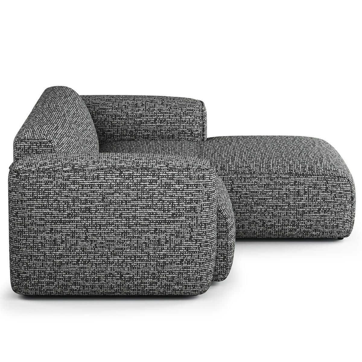 ECKSOFA mit XL-Longchair - Schwarz/Grau, Kunststoff/Textil (260/171cm) - home24