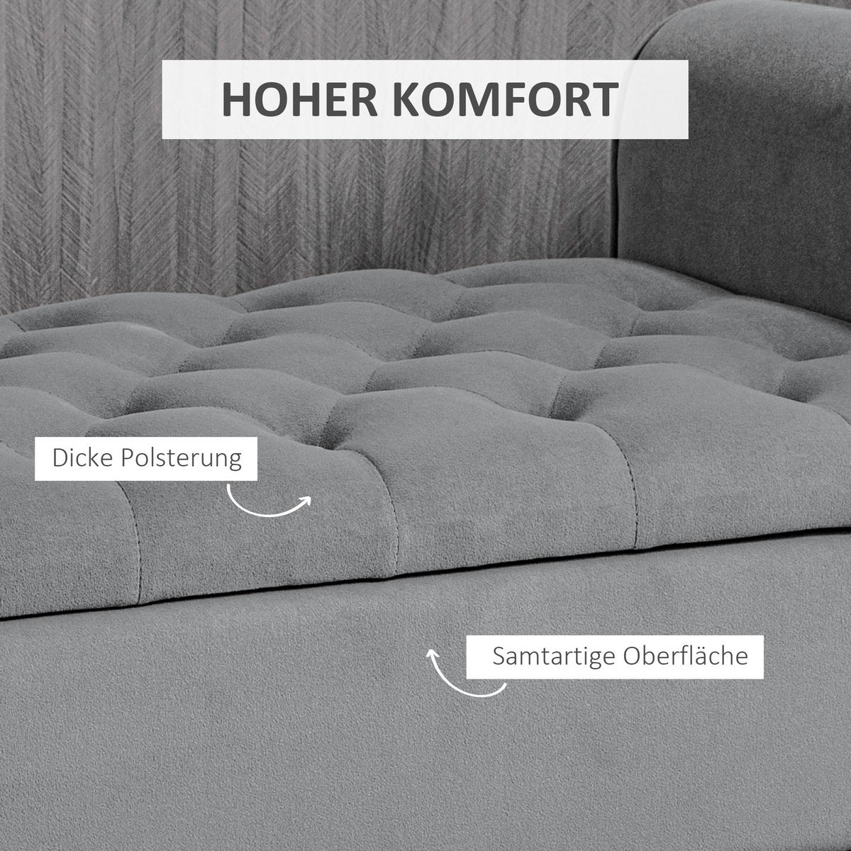 BETTBANK mit Stauraum für Schlafzimmer, bis 120 kg Belastbar, Grau - Grau, Kunststoff (48.5/57/126cm) - HOMCOM