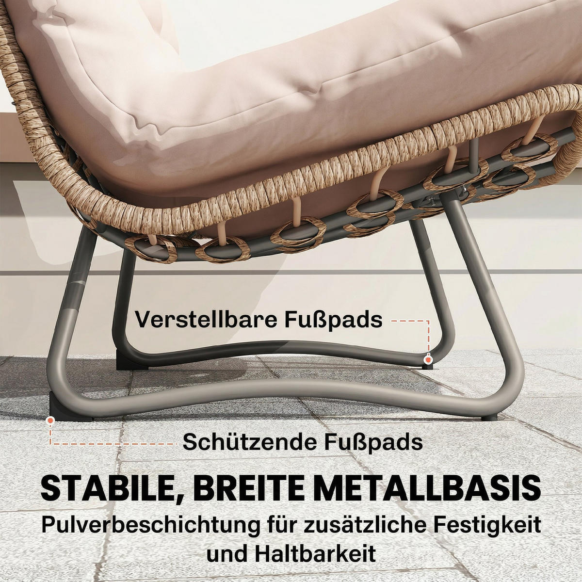RATTAN-GARTENMÖBEL-SET 4er Set PE-Rattan Metall Braun - Braun, Metall - Outsunny
