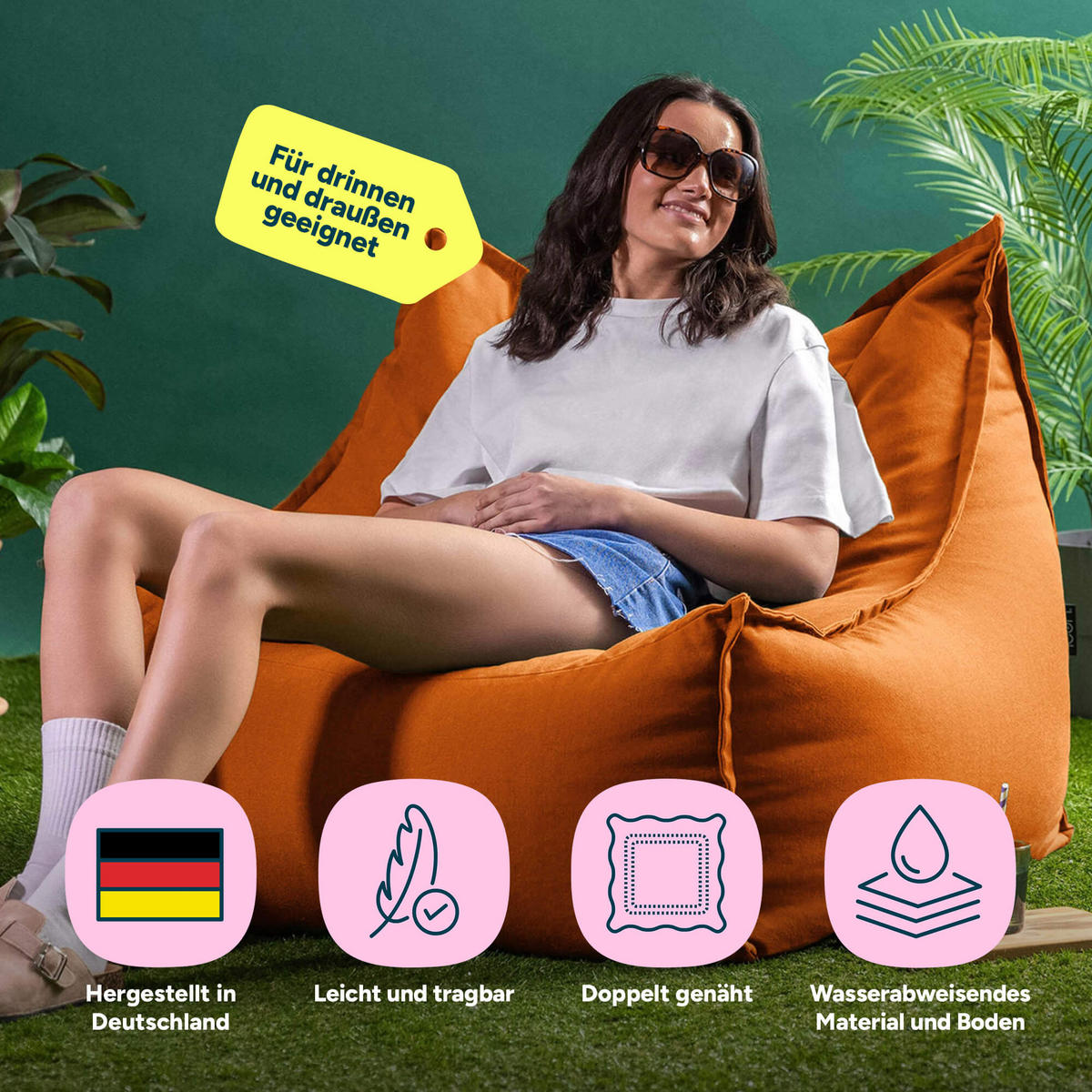 SITZSACK Outdoor Alto - Orange, Textil (94/75/94cm) - icon