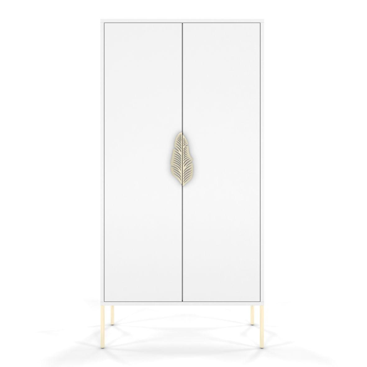 HIGHBOARD Merlin, Weiß, Goldene Details - Goldfarben/Weiß, Holzwerkstoff/Metall (80/160/40cm) - Skandica