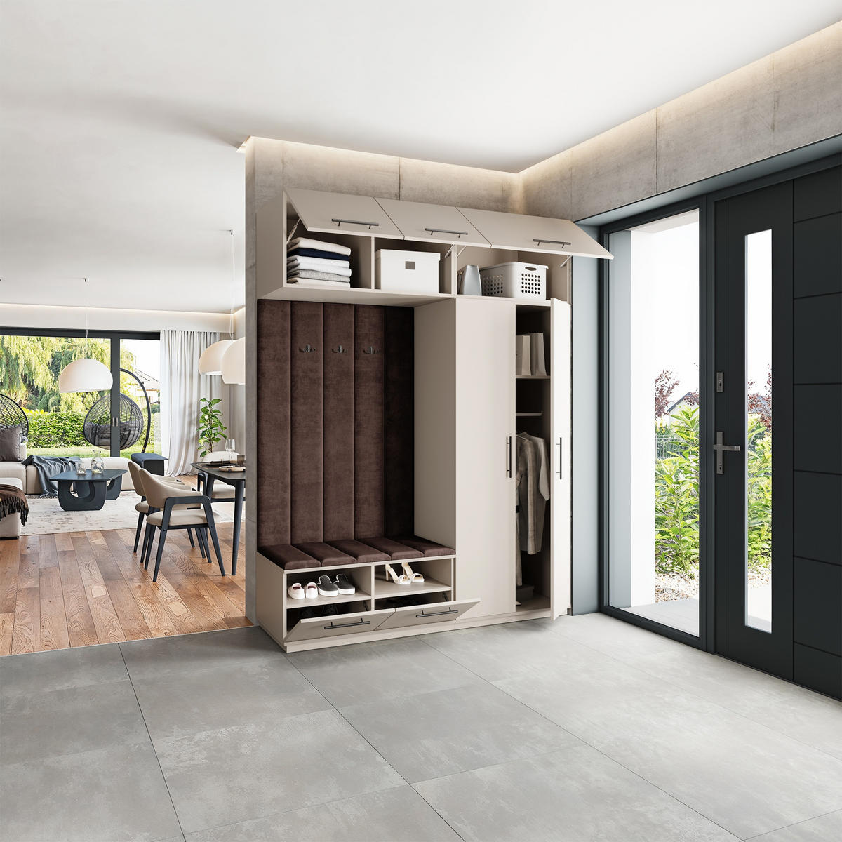 GARDEROBENSCHRANK REMA 180/240/60 cm Modern Garderobe-Set Kaschmir - Kaschmir/Braun, Holzwerkstoff (180/240/60cm) - MASSENO