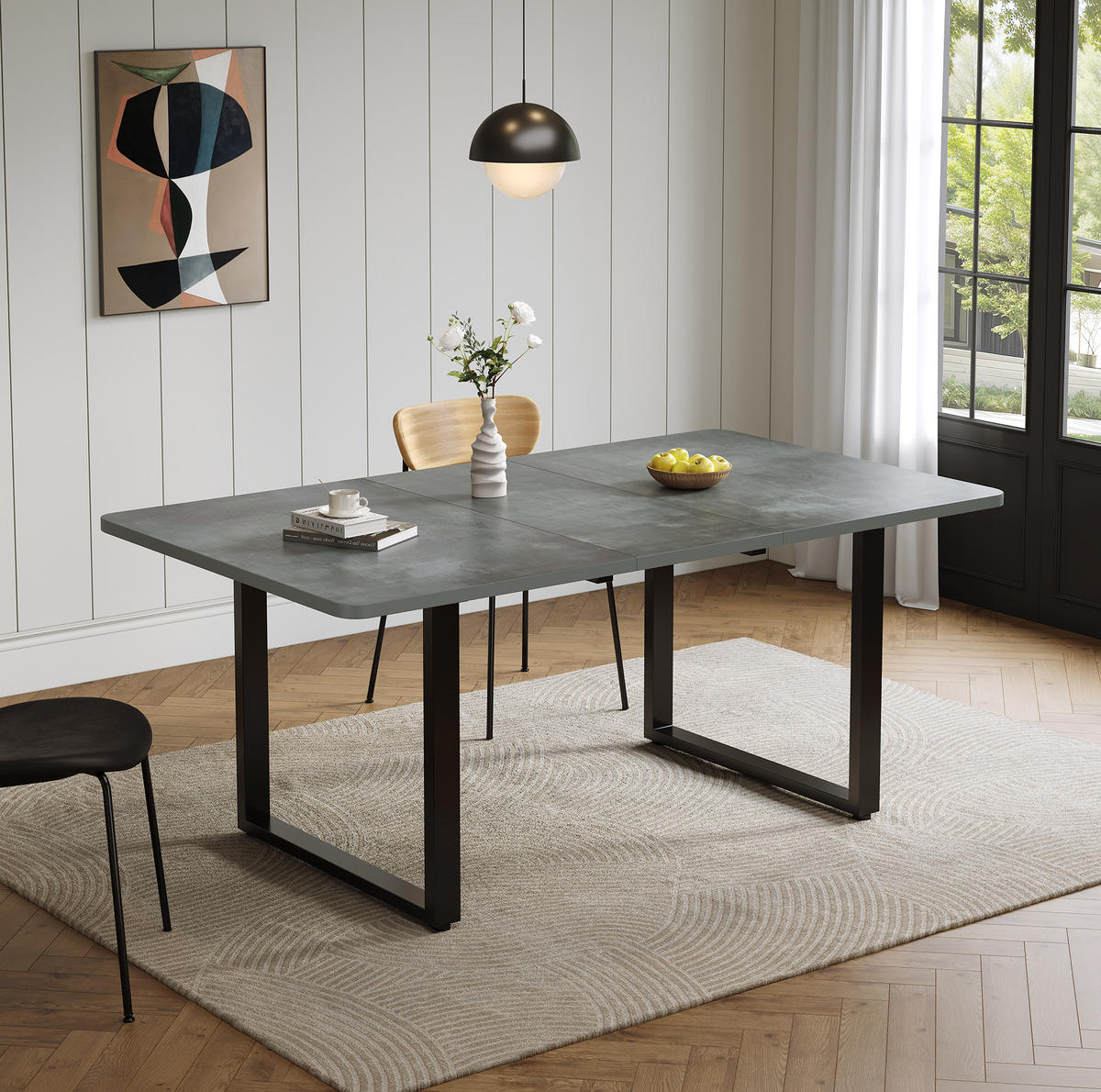 ESSTISCH ausziehbar 140-220 x 80 cm Grau MDF - Grau, Metall (220/80/75cm) - Meubliv