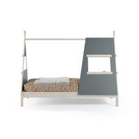 TIPIBETT 90x200 cm mit integriertem Fenster 104.6/219,4/159,3 cm - Grün, Holzwerkstoff (90/200cm) - Calicosy