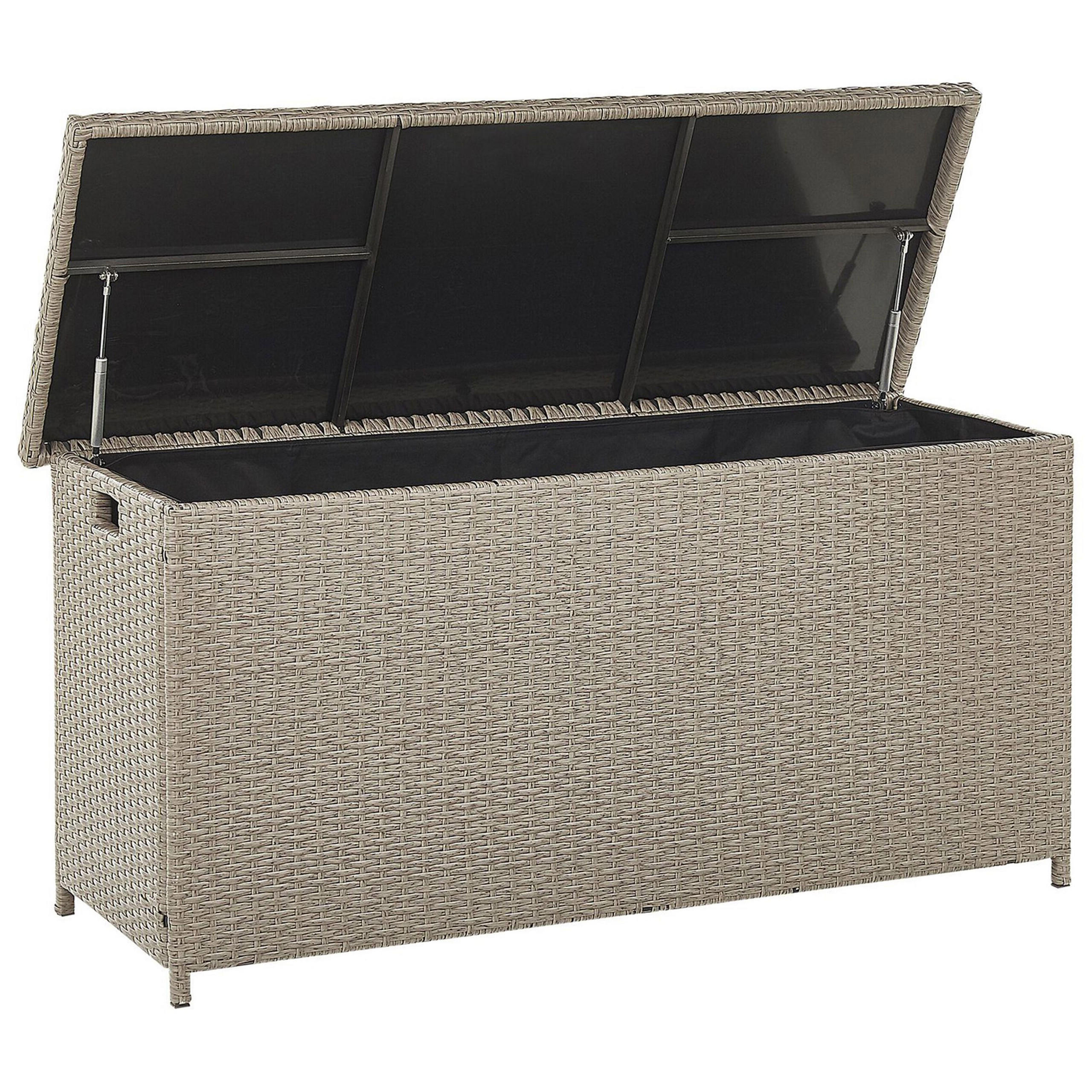 AUFLAGENBOX Rattan taupe 126/46 cm Modena - Beige/Schwarz, Kunststoff (126/63/46cm) - Beliani