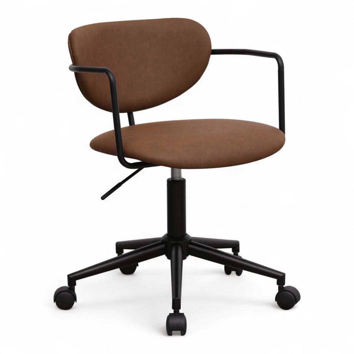 DREHSTUHL höhenverstellbar in Kunstleder Dunkelbraun - Schwarz/Braun, Textil/Metall (54/71/57cm) - Furnhouse