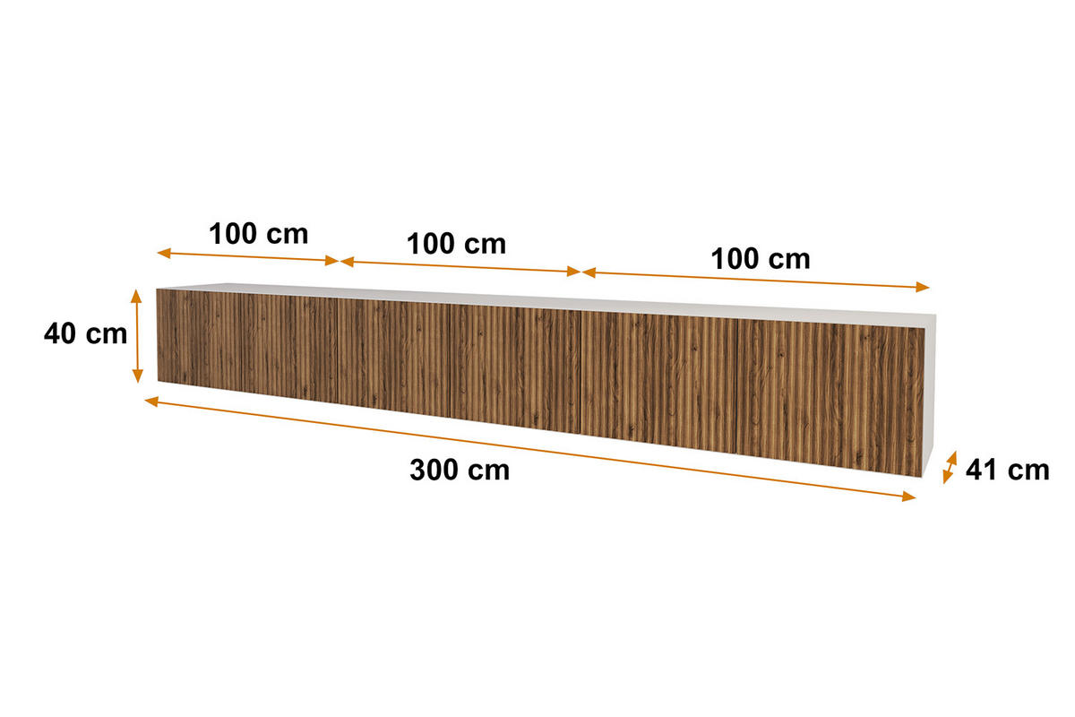 LOWBOARD NOA-2-W 3x100x40x41 cm - Weiß / Katania - Eiche Wotan, Holzwerkstoff (300/40/41cm) - ALTDECOR