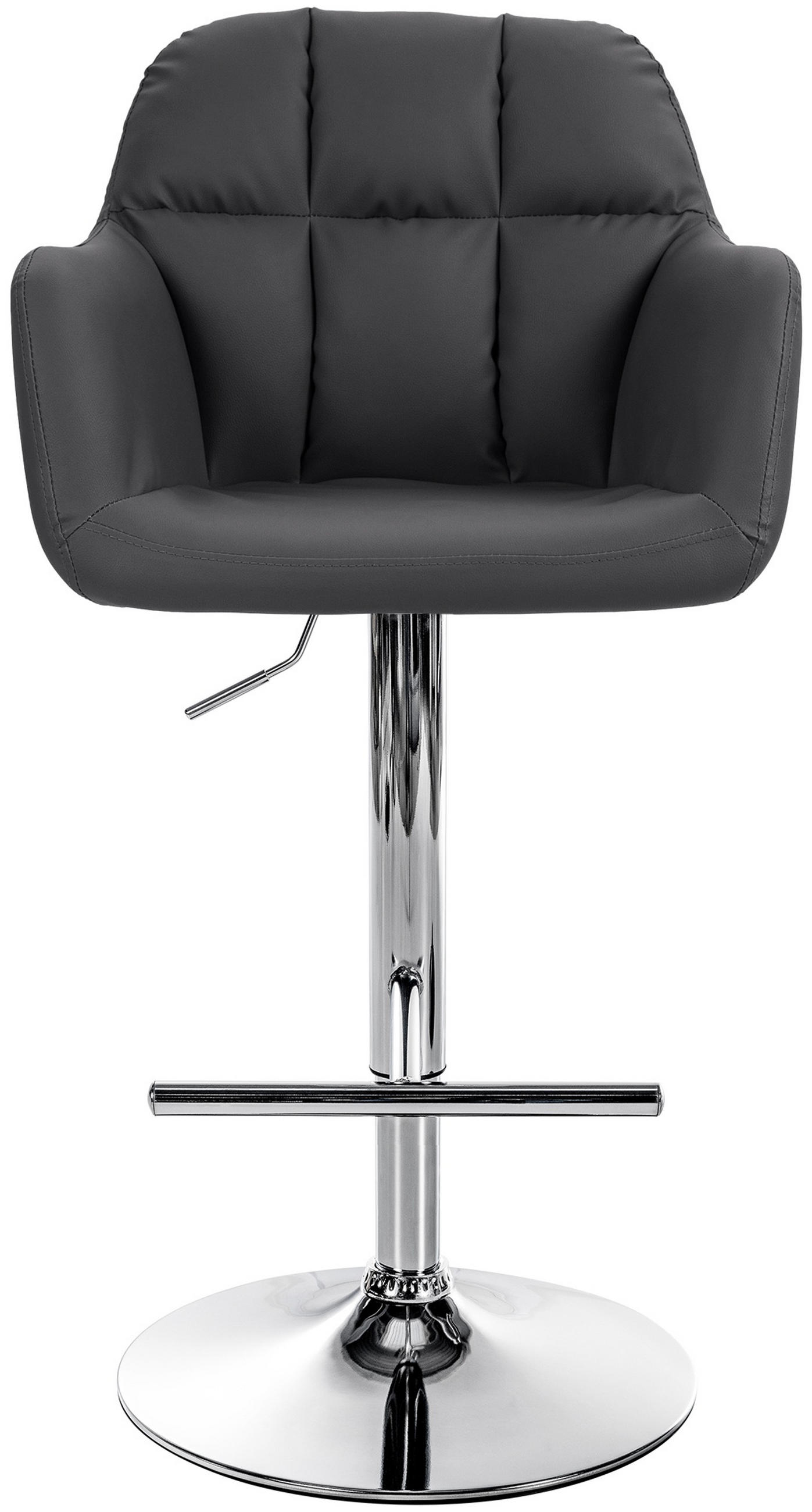 BARHOCKER Nardo Kunstleder chrom schwarz - Chromfarben/Schwarz, Kunststoff/Metall (57/118/59cm) - TPFLiving