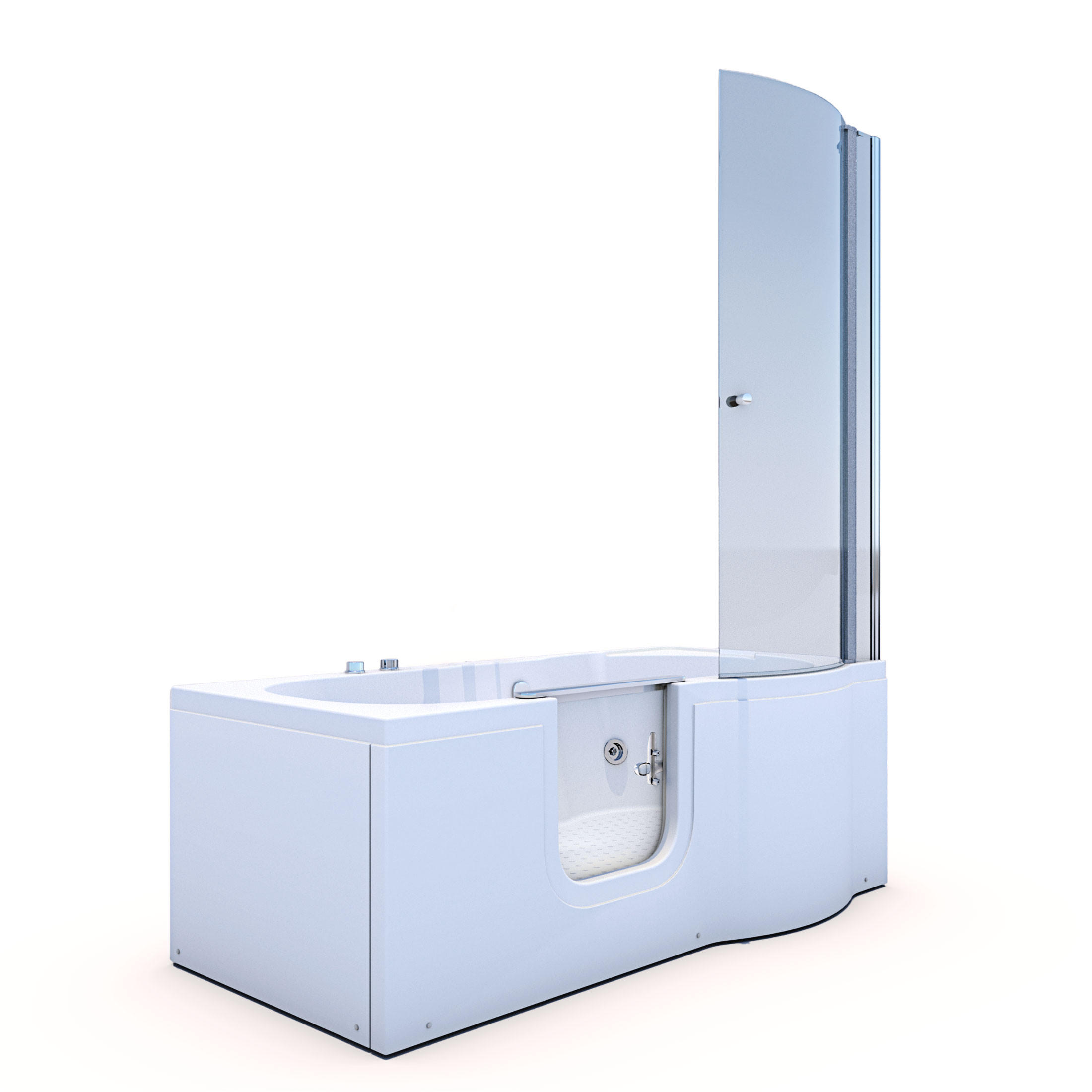 SENIORENDUSCHE Wanne Whirlpool S12D-WP-L 170x85 cm - Weiß, Glas/Kunststoff (85/200/170cm) - AcquaVapore by Sandra Jentho