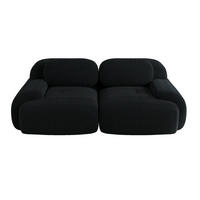 SOFA in Schwarz aus Cord mit geschwungenen Armlehnen und rutschfester Unterseite - Schwarz, Textil (103/70/208cm) - Flora Grace