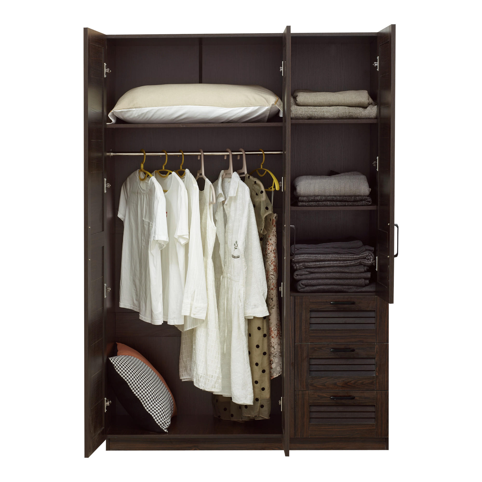 KLEIDERSCHRANK Finning - Walnussfarben, Holzwerkstoff (120/176/52cm) - [en.casa]